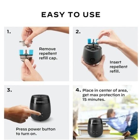 Thermacell Mosquito Repellent Diffuser Rechargeable 20ft Zone 36hr Refill NEW - Picture 6 of 7